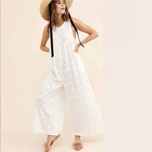 Free People Capri Embroidered Wide Leg Jumpsuit